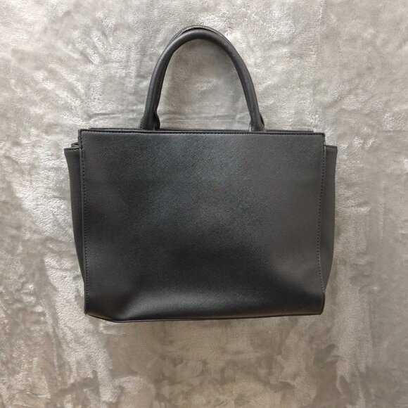 New York & Company‎ Women's Black Leather Snap Button Front Bow Shoulder Bag - Picture 2 of 8